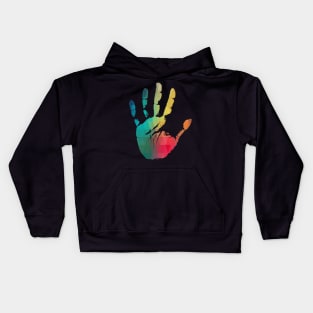 Rainbow color handprint Kids Hoodie